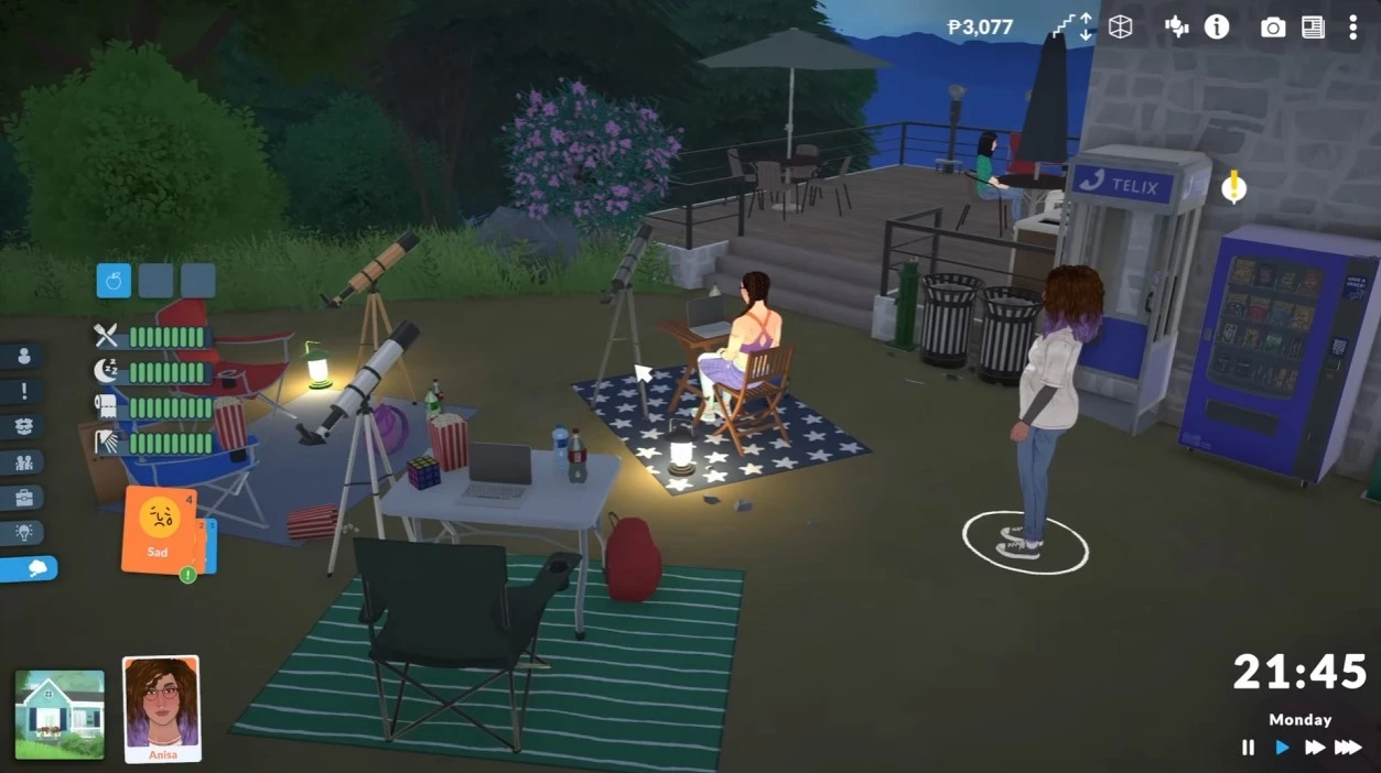 Astronomy Club in Paralives: stargazing activity that builds the Science skill